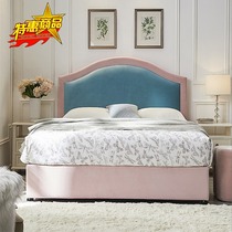 American new pine wood 2 people headboard European style light lavish with wind master bedroom solid wood modern minimalist soft-packed bed screen