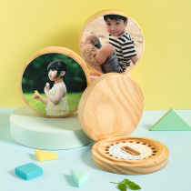 Solid wood childrens baby teeth memorial girl boy baby tooth replacement umbilical cord preservation fetal hair collection storage box
