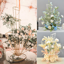 New wrought iron wedding flower fan-shaped wedding table floral hotel bar KTV flower creative catwalk road guide decoration