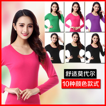 Square dance costume top long sleeve women autumn and winter modal round collar adult Latin dance clothes fitness practice