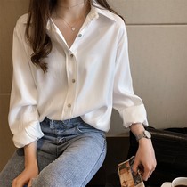 Shirt womens 2020 new design niche early autumn T-shirt Chiffon light cooked clothes vintage port flavor white shirt