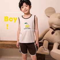 Little black Totie spring and summer boys Modal cotton home wear underwear pajamas vest set