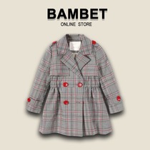 Italy BAMBET girl coat 2021 autumn new children Foreign style middle child Spring and Autumn long windbreaker