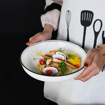 Thai nostalgia Nordic style creative ceramic tableware 8 inch round deep plate household dish plate deep plate steak plate 635