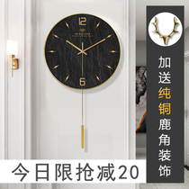 Nordic deer head wall clock living room home creative atmosphere modern simple clock personality Fashion Net red light luxury clock