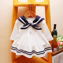 idea Spring and Autumn New Korean girl dress navy collar dress infant college style long sleeve princess skirt