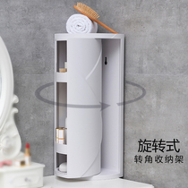Bathroom toilet corner triangle shelf non-hole rotating wall hanging multi-function kitchen corner cabinet storage cabinet