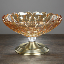 Fruit plate crystal glass fruit bucket plate set living room home creative modern coffee table large snack fruit Basin