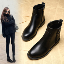 Hong Kong Boomer Martin Boots Woman 2022 Winter New Fashion Inron Wind Locomotive Genuine Leather Gush Short Boots