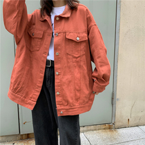 2022 Spring and autumn new Korean version retro port wind tooling denim jacket female loose 100 lap long sleeve jacket blouses