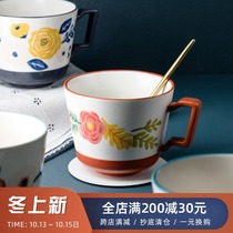 Hand-painted Japanese creative coffee cup retro ceramic cup ceramic cup ceramic water cup female mug home office