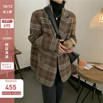 2021 autumn new senior sense suit jacket female French English style Korean Net red fried street Plaid small suit