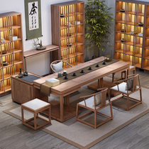 New Chinese tea table and chair combination Zen solid wood tea table Kung Fu tea art table Tea room simple modern tea table customization