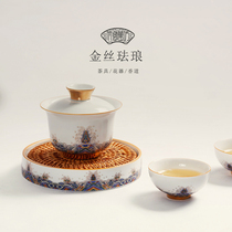 Ceramic THREE-ONLY COVER BOWL ENAMEL COLOR TEA CUP WHITE PORCELAIN UTILF TEA BOWL LARGE NUMBER POT BEARING TEA FAIR CUP SUIT