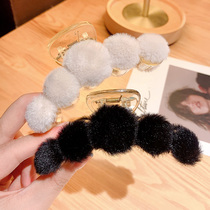 2021 new red plush hair gripper temperament head Plush Clip headdress hairclip vishark jia card