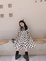 British next sara childrens clothing girl polo dress 2021 new children Korean bubble sleeve princess dress