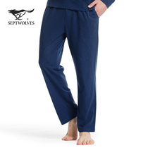  Seven wolves mens home pants pure cotton casual can be worn outside sports pants large size loose casual home pajamas thin
