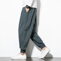 Chinese style Tang suit linen bunch feet Haren pants retro ethnic style loose small feet wide legs radish bloomers men
