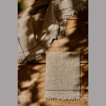 Cotton linen linen meal cloth Washed pure pigment color Western napkin cloth art line raw edge food photography swing background cloth