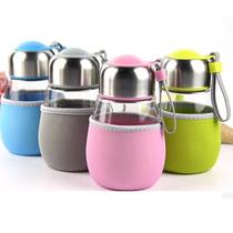 Creative dumb portable rope Penguin Cup single layer transparent tea glass belly water cup with sleeve filter 400MLw