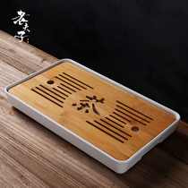 Old master Japanese creative tea tray household set rectangular dry bubble size round tea table simple bamboo tray