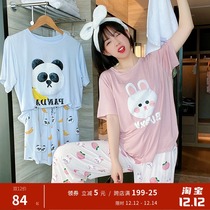 Panda Rabbit short sleeve modal pajamas female summer thin shorts trousers cute spring and summer set home clothes New