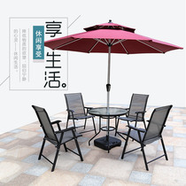 Outdoor tables and chairs Garden Balcony tables and chairs combination Open-air leisure tables and chairs Umbrella set Wrought iron outdoor coffee tables and chairs