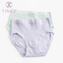 4 Japanese pure cotton girl panties Cotton fabric briefs Sexy mid-rise high-rise lace edge large size fat mm