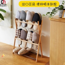 New solid wood shoe rack Multi-layer simple slippers shoe rack Creative simple Japanese foyer Xuan Nordic shoe rack folding
