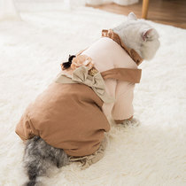 Net Red Cat Fit Flowers Four Feet Clothing British Short Hairy Cat Autumn Winter Dress Dog Pet Clothes Thickened warm cotton clothes