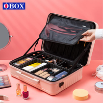 OBOX Multifunction Travel Makeup Case Portable suitcase Professional heel Makeup Fingerprint capacity Handmade embroidered suitcase 14 inch