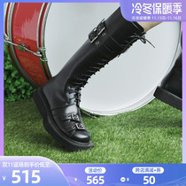 littlegood British style Martin boots womens autumn and winter new mid-boots retro motorcycle boots