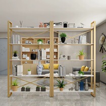 Nordic wrought iron bookshelf floor shelf simple cosmetics display stand living room partition solid wood storage shelf