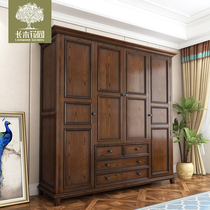 American all solid wood wardrobe swing door country vintage Ash Wood 3 door two door three door four door big bedroom wardrobe