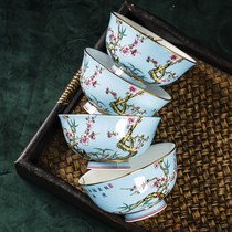 New Chinese household rice bowl Hotel Club commercial Logo custom Jingdezhen bone porcelain high foot anti-hot Big Noodle Bowl