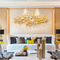 European style light luxury wall clock Living room background wall decoration watch personality creative atmosphere Metal rectangular quartz clock