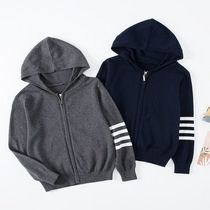 5 children 2021 new spring autumn season young boy pure cotton sweater cardio-hoodie jacket 11-year-old 3 boy small knit hoodie