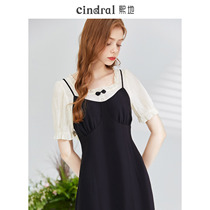 Xi Prefecture 2022 Summer New Splicing Dress Womens Fake Two Design Sense small crowdsourced sweet and French style retro dresses