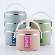 Cooler working students female stainless steel 3 layer insulation adult bento box ruled Japanese lunch box high