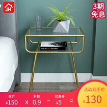 Nordic simple modern storage Creative Glass iron art light luxury ins side bedroom simple bedside table storage cabinet
