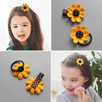 Cute Korean version of Super fairy children hairclip leather band girl princess baby girl sunflower flower headgear hair accessories