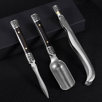 Damascus tea knife Three-piece teacup tea clip tweezers Tea set spare parts Tea spoon tea making tool pry tea knife
