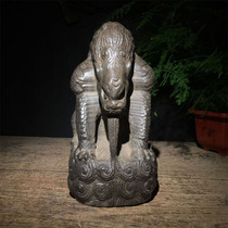 Antique Old Stone Ware Antique Shanxi Qingshi Xiangyun Absorbent Beast Whole Stone Engraving Chinese Vintage Case Head Pendulum