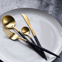 Park Workshop Portugal Tongan Ostyle Black Gold Wire Drawing Knife Fork Spoon Four Pieces Stainless Steel Home Western Dining Cutlery Suit