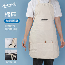 Montmartre cotton painting apron writing raw kits cotton linen adult costume soup painting acrylic powder paint