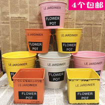 Nordic large creative iron bucket fleshy flower bucket iron creative storage home gardening Korean decorative plant flower pot