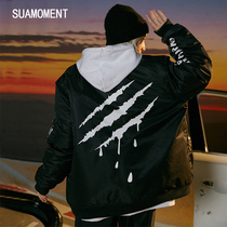 suamoment scratch generation blood claw flight jacket cotton clothing winter 2020 trendy brand coat couple cotton coat ins