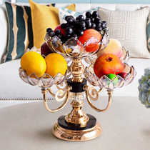 Glass fruit plate European creative light luxury Net red multi-layer fruit plate home living room coffee table snacks candy plate high-grade