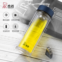 Hino double glass cup gift Tea Cup heat insulation tea cup transparent cup XN-6578-657 ice pattern cover