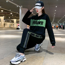 Casual Sports Suit Womens Tide Cards Fashion 2022 New Autumn Winter Ocean Air Long Sleeve Sweatpants Two Sets